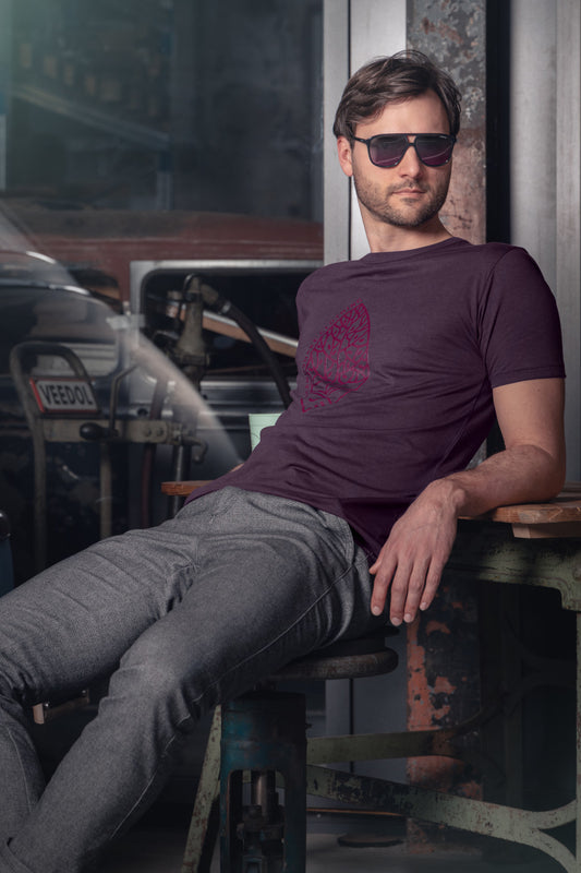 PAVEL aus Bambusfaser mit großem Logo, aubergine